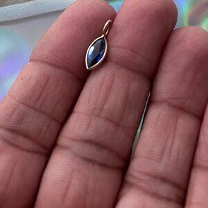 14K Yellow Gold Blue Sapphire Marquise Charm